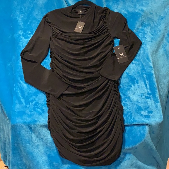 Ruched & Ready black midi long sleeve - Picture 3 of 4